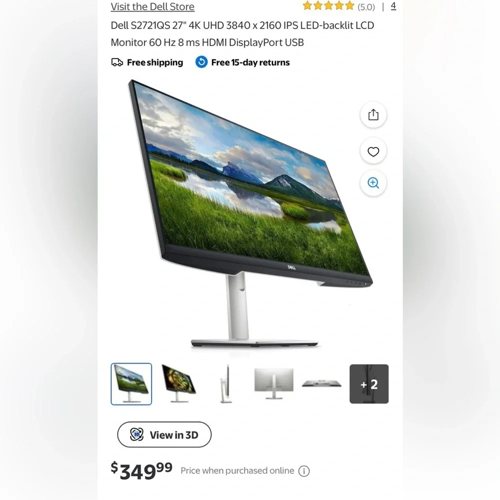 Dell S2721QS is a 27-inch 4K UHD (3840 x 2160)